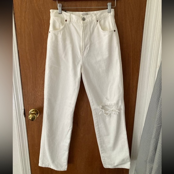 Reformation Cowboy High Rise Straight Jeans in White - Picture 1 of 4